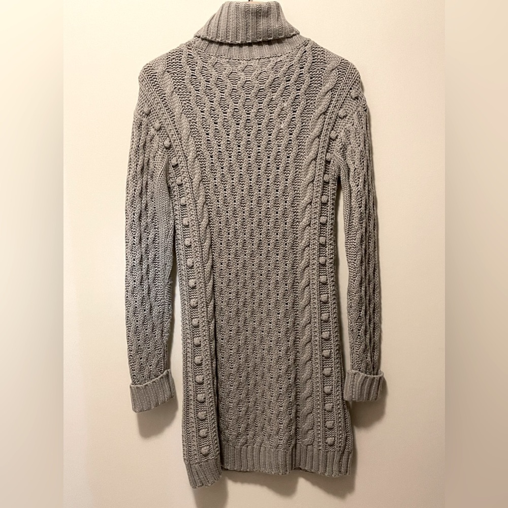 Anthropologie 525 America Gray Knit Popcorn Turtleneck Sweater Dress - Picture 3 of 7
